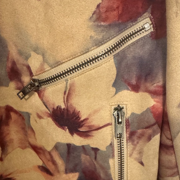 Solitaire Autumn Floral Bomber Jacket - Beige and Burgundy - Picture 6 of 13